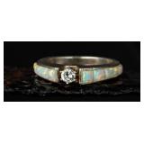 Sterling Silver Opal Navajo Ring, 4.11g Size 6.5