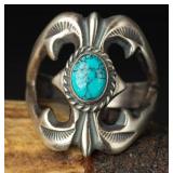 Sterling Silver Turquoise Ring, 10.29g, Size 10.5