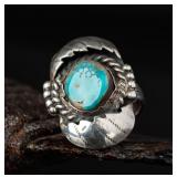 Navajo Style Sterling Silver Turquoise Ring, 8.13g
