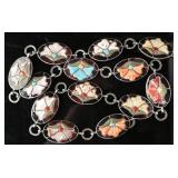 Sterling Concho Belt & Shell Earring Set, 164.20g