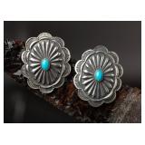 Sterling Silver & Turquoise Earrings, 7.71g