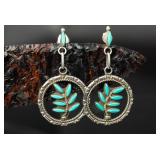 Sterling Silver Native American Earrings, 7.00g