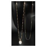 14k Gold Chains & Opal Pendant, 2.523g
