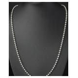 Sterling Silver Beaded Chain Necklace, 12.0g
