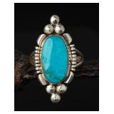 Sterling Silver Turquoise Navajo Ring, 4.79g Size7
