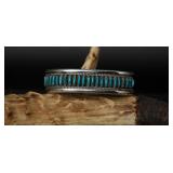 Sterling Needlepoint Turquoise Bracelet, 19.98g