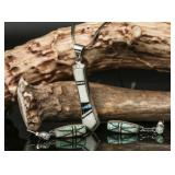 Zuni Sterling Earring/Opal Pendent Necklace 12.47g