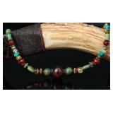 Multicolored Beaded Necklace, 16"