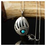 Sterling Silver Bear Paw Pendant Necklace, 3.16g