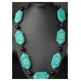 Carved Beaded Necklace, 18"