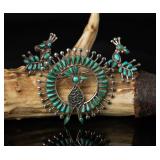Sterling Silver Petit Point Roadrunner Set, 14.67g