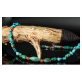 Polished Turquoise Beaded Necklace, 16"