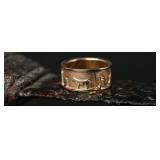 14k Gold Navajo Storyteller Ring, 4.84g, Size 5.5