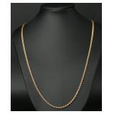 14k Yellow Gold Wheat Chain Necklace, 5.34g, 20"