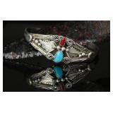 Sterling Cuff Bracelet Turquoise Stone 18.33g