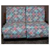 Outdoor Wood, Metal Bench with Cushion
