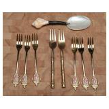 Gold-Colored Cake Forks, Seashell Spoon (9)