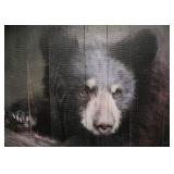 Rustic Bear Cub Wooden Wall Art Print