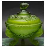 Westmoreland Green Satin Glass Argonaut Compote