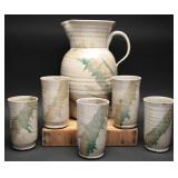 Handcrafted Stoneware Pitcher & Tumbler Set
