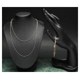 14K Gold Bracelet, 925 Silver Chain Necklace (2)