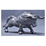 Carved Marble Alabaster Bull Figurine Sculpture
