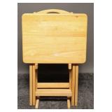 Vintage Folding Wooden TV Tray Tables (4)