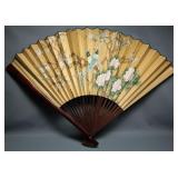 Vintage Large Japanese Blue Bird, Flowers Wall Fan