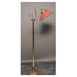 Brass Floor Lamp w/ Coral Adjustable Metal Shade