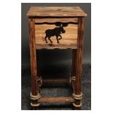Rustic Pine side Table w/ Lid & Medallion Detail