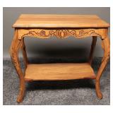 Maple Wood Carved Wood Side Occasional Table