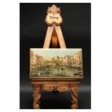 Gold Gilt Wood Italian Venice Trinket Box & Easel