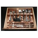 136 Piece Flatware Set in Wood Case