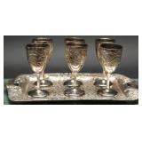 Vintage Silverplate Cups and Tray (7)