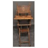 Tiger Stripe Oak Antique Victorian High Chair