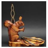 Hand-Carved Folk Art Squirrel Sculpture & Dish
