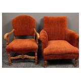 Vintage Orange Living Room Chair Pair (2)