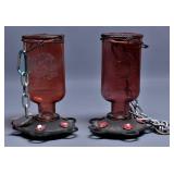 CB & Sons Glass Medicine Bottle Hummingbird Feeder