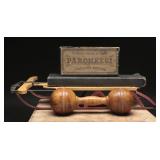 Vnt. Parcheesi, Abacus, Mini Sled & Wood Dumbell