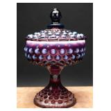 Fenton Plum Opalescent Glass Candy Dish