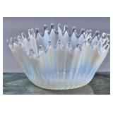 Vintage Fostoria Opalescent Crimped Glass Bowl
