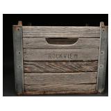 Vintage Rockview Farms Wood & Metal Milk Crate
