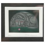 Shigeru Narikawa "Cat" Original Mezzotint