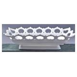 Milk Glass Rectangular Open Lace Basket