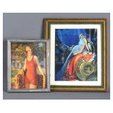 Vintage Framed Pin-Up Girl Art Prints (2)