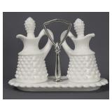 Fenton Milk Glass Hobnail Oil & Vinegar Cruets