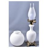Vintage Milk Glass Hurricane Lamp (3)