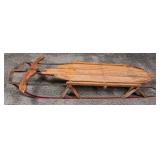 Vintage Wood & Metal Oak Speedaway Sled