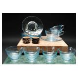 Vintage Clear Blue Glassware + (15)