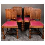 Vintage Oak Wood Dining Chair Set (4)